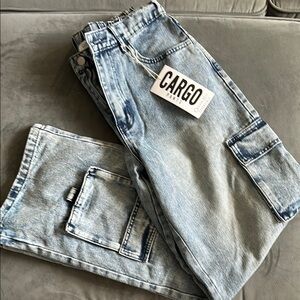 Cargo Blue Flare Wide Leg Jeans